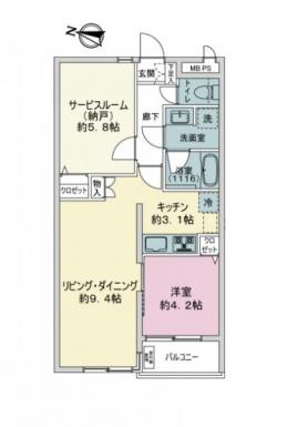 ■３階建て２階部分の西向き住戸（エレベーターはありません）■専有面積：４９．６８平米の２ＬＤＫタイプ